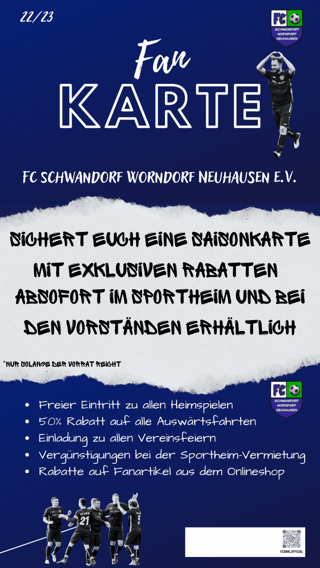Sichere dir eine der begehrten Fankarten für die Saison 22/23 Sichere dir eine der begehrten Fankarten für die Saison 22/23
